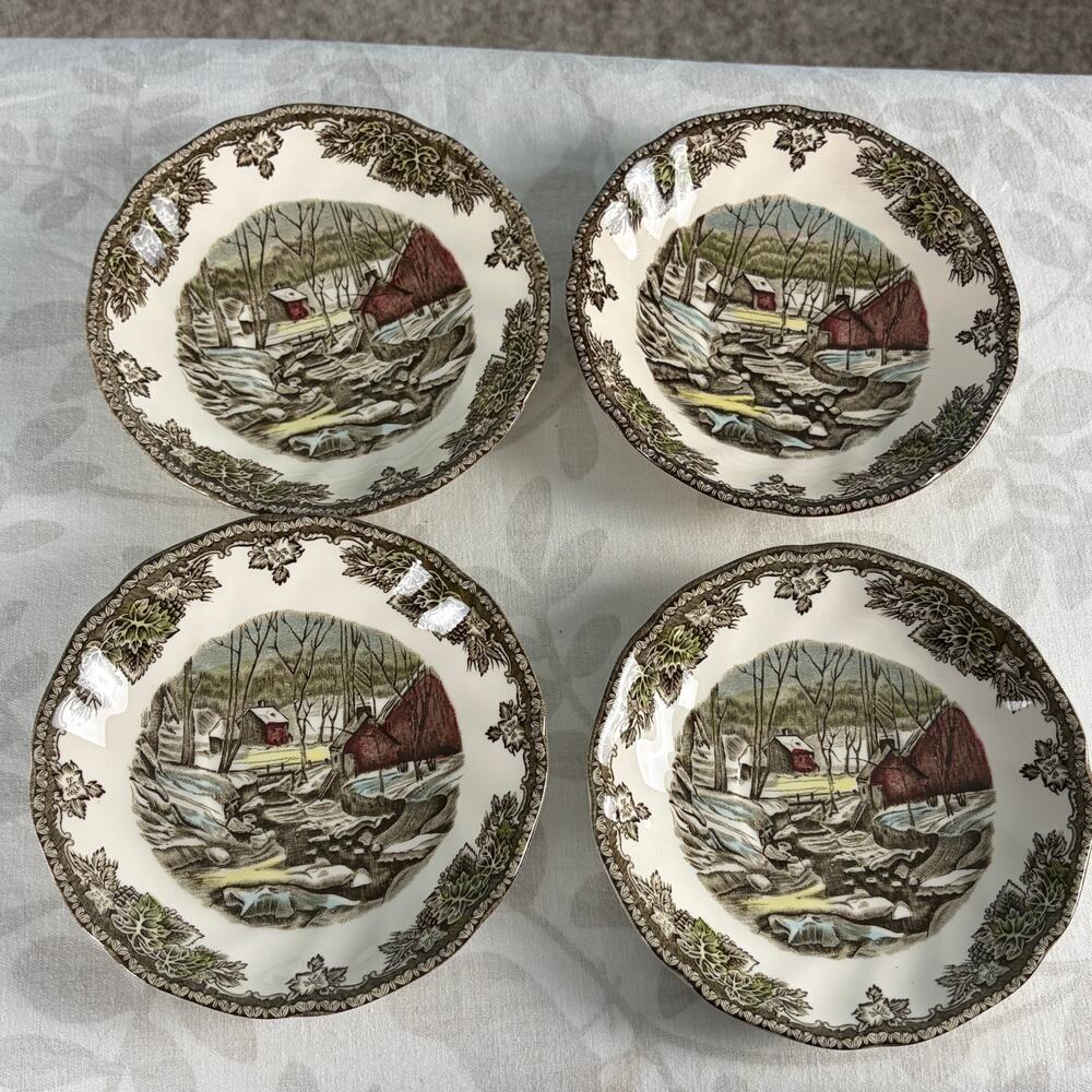 Johnson Brothers Friendly Village Ice House Saucers Set of 4 Made in England